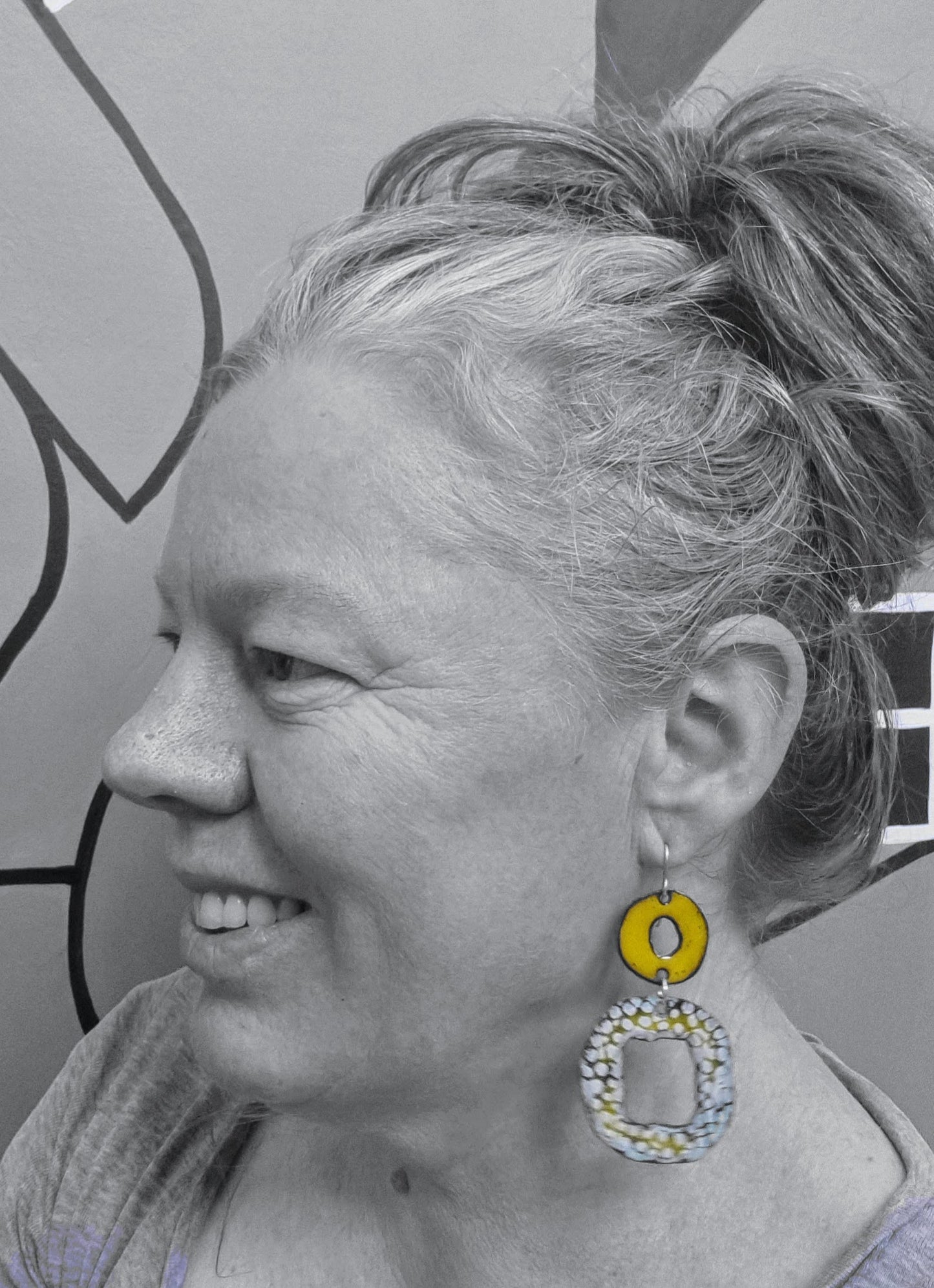 Hip to be Square Enamel Earrings Yellow