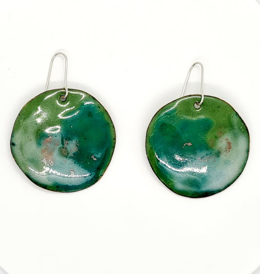 Goddess Green Enamel Drop Earrings